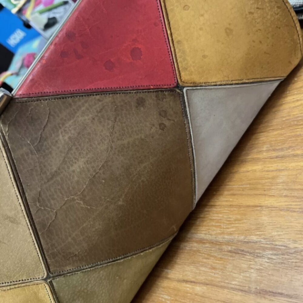 Vintage Patchwork Purse Multi-Color Leather and Patent Leather Lewis Design - Picture 2 of 7